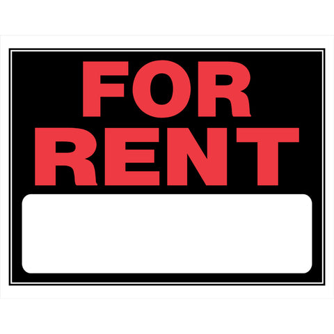 HILLMAN English Black For Rent Sign 15 in. H X 19 in. W (Pack of 6)