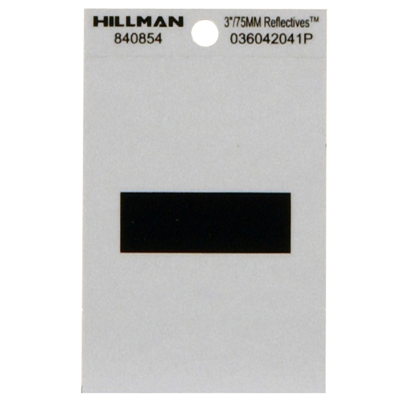 HILLMAN 3 in. Reflective Black Vinyl Self-Adhesive Special Character Hyphen 1 pc (Pack of 6)