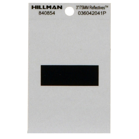 HILLMAN 3 in. Reflective Black Vinyl Self-Adhesive Special Character Hyphen 1 pc (Pack of 6)