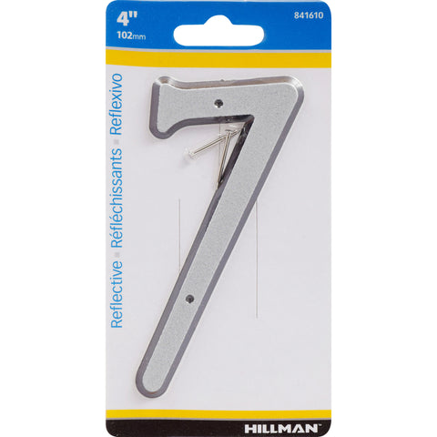 HILLMAN 4 in. Reflective Silver Plastic Nail-On Number 7 1 pc (Pack of 3)