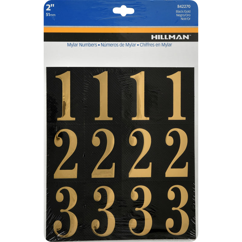 HILLMAN 2 in. Gold Vinyl Self-Adhesive Number Set 0-9 32 pc (Pack of 6)