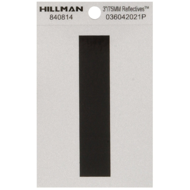 HILLMAN 3 in. Reflective Black Vinyl Self-Adhesive Letter I 1 pc (Pack of 6)