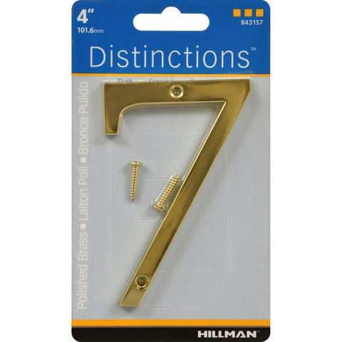 HILLMAN Distinctions 4 in. Reflective Gold Zinc Die-Cast Screw-On Number 7 1 pc (Pack of 3)
