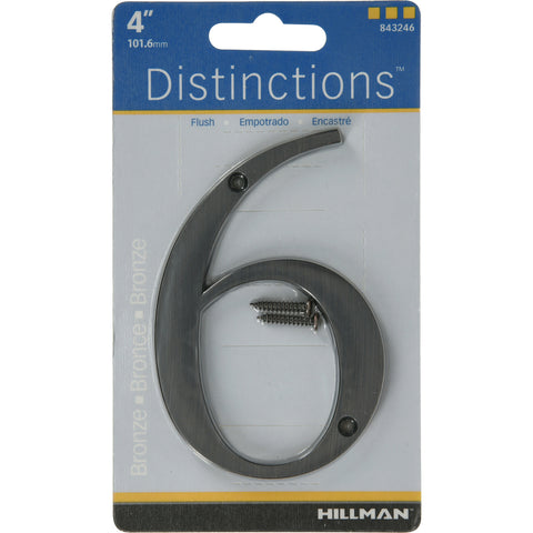 HILLMAN Distinctions 4 in. Bronze Zinc Die-Cast Screw-On Number 6 1 pc (Pack of 3)