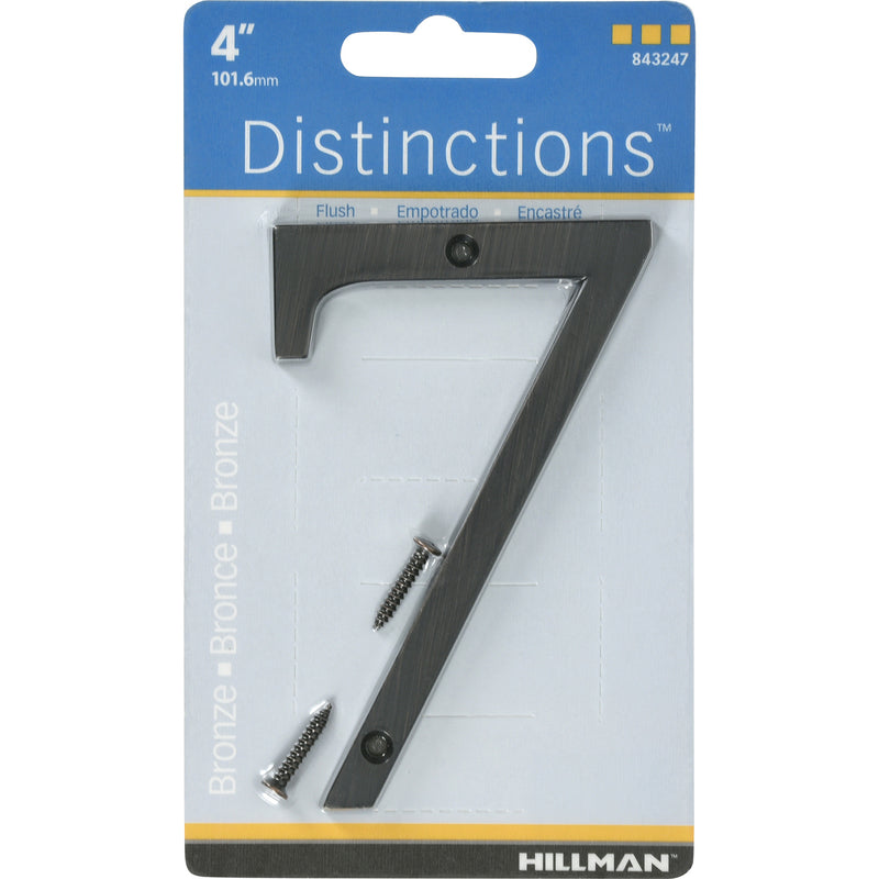 HILLMAN Distinctions 4 in. Bronze Zinc Die-Cast Screw-On Number 7 1 pc (Pack of 3)