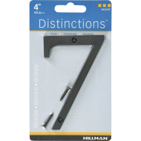 HILLMAN Distinctions 4 in. Bronze Zinc Die-Cast Screw-On Number 7 1 pc (Pack of 3)