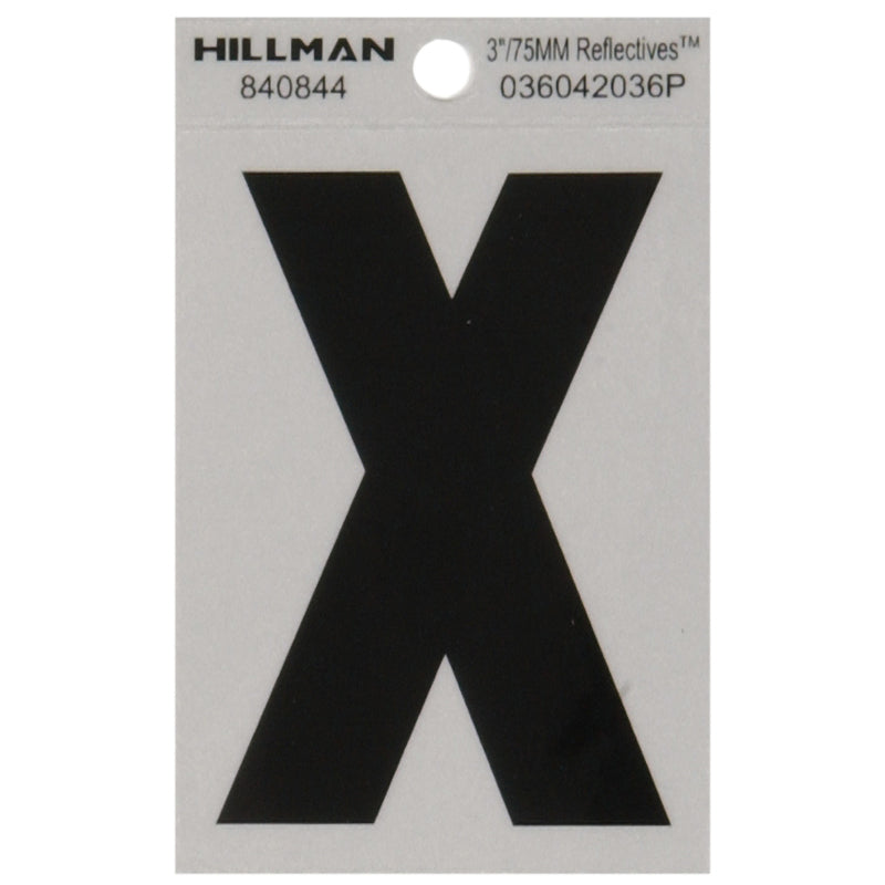 HILLMAN 3 in. Reflective Black Vinyl Self-Adhesive Letter X 1 pc (Pack of 6)