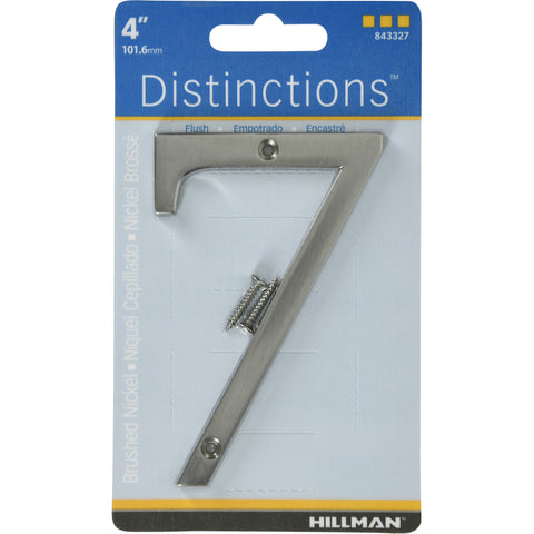 HILLMAN Distinctions 4 in. Silver Zinc Die-Cast Screw-On Number 7 1 pc (Pack of 3)