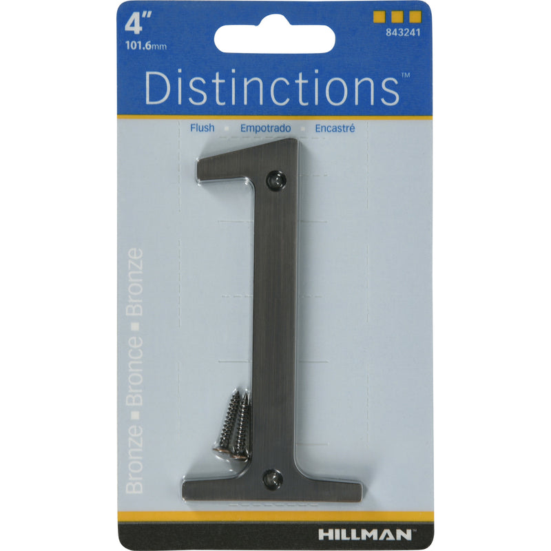 HILLMAN Distinctions 4 in. Bronze Zinc Die-Cast Screw-On Number 1 1 pc (Pack of 3)
