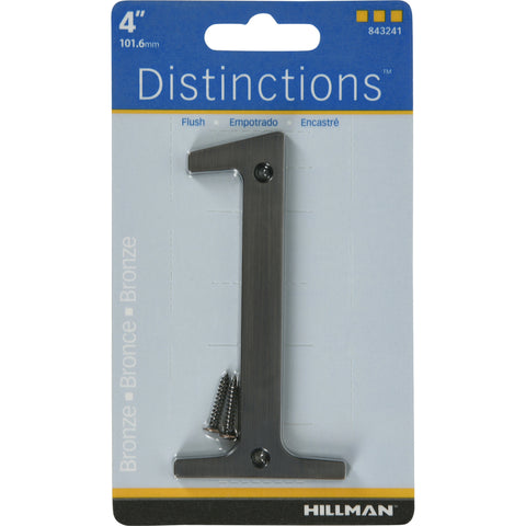 HILLMAN Distinctions 4 in. Bronze Zinc Die-Cast Screw-On Number 1 1 pc (Pack of 3)