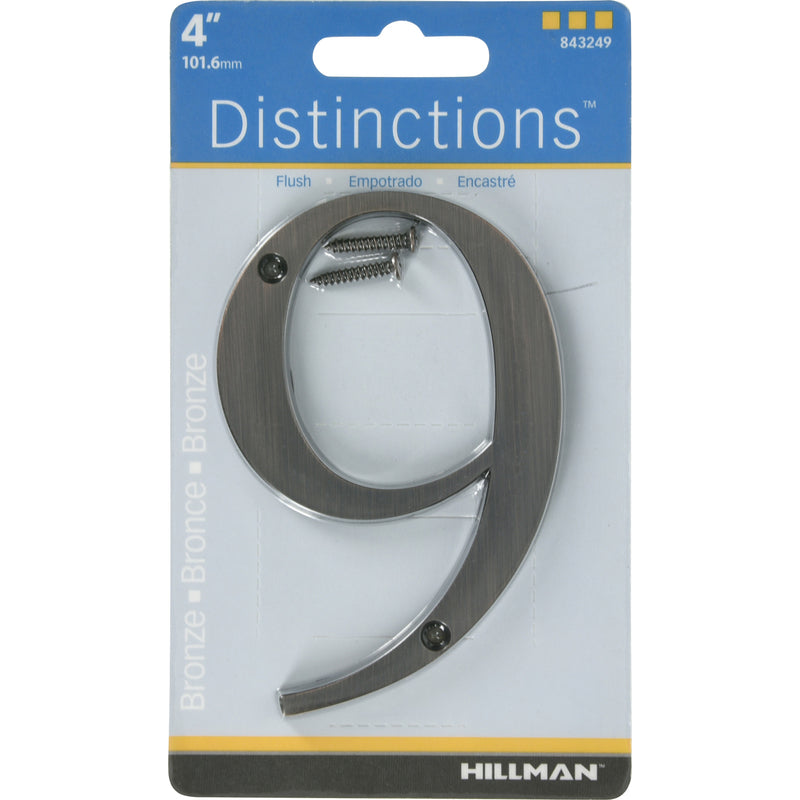 HILLMAN Distinctions 4 in. Bronze Zinc Die-Cast Screw-On Number 9 1 pc (Pack of 3)