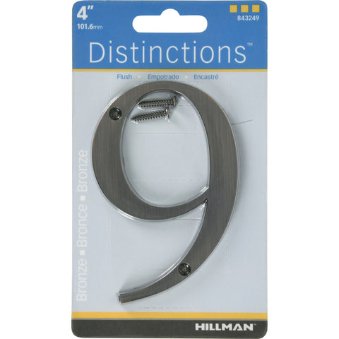 HILLMAN Distinctions 4 in. Bronze Zinc Die-Cast Screw-On Number 9 1 pc (Pack of 3)