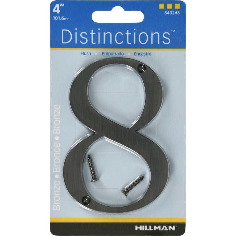 HILLMAN Distinctions 4 in. Bronze Zinc Die-Cast Screw-On Number 8 1 pc (Pack of 3)