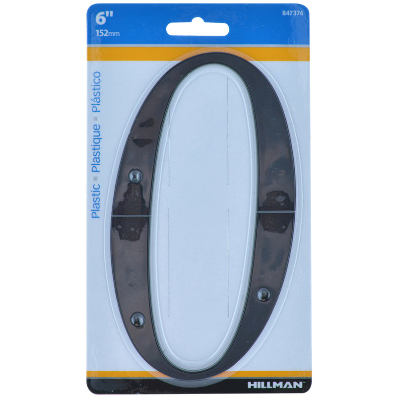 HILLMAN 6 in. Black Plastic Nail-On Number 0 1 pc (Pack of 3)