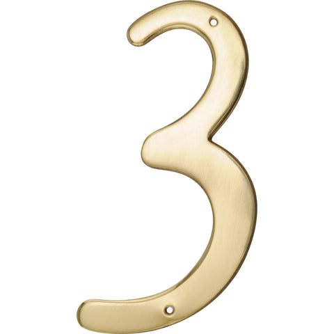 HILLMAN 4 in. Gold Brass Nail-On Number 3 1 pc (Pack of 3)