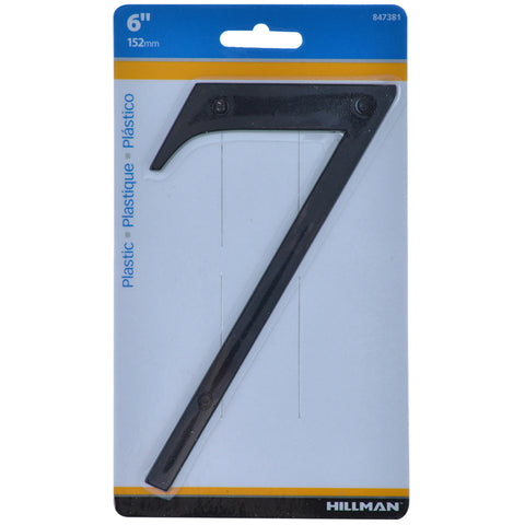HILLMAN 6 in. Black Plastic Nail-On Number 7 1 pc (Pack of 3)