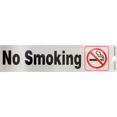 HILLMAN English Silver No Smoking Decal 2 in. H X 8 in. W (Pack of 6)