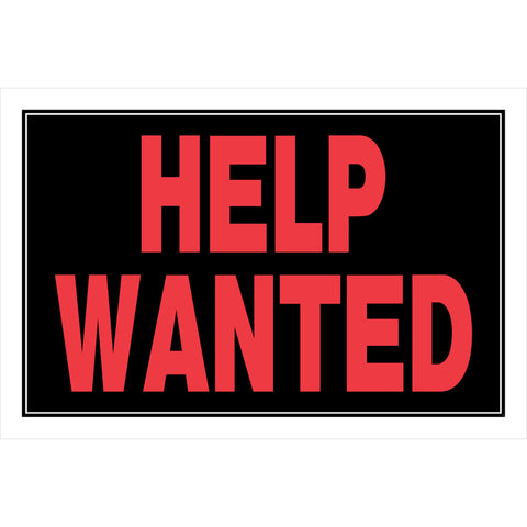 HILLMAN English Black Help Wanted Sign 8 in. H X 12 in. W (Pack of 6)