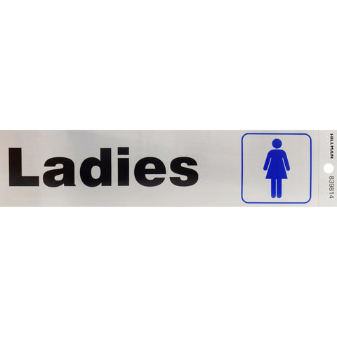 HILLMAN English Silver Restroom Decal 2 in. H X 8 in. W (Pack of 6)