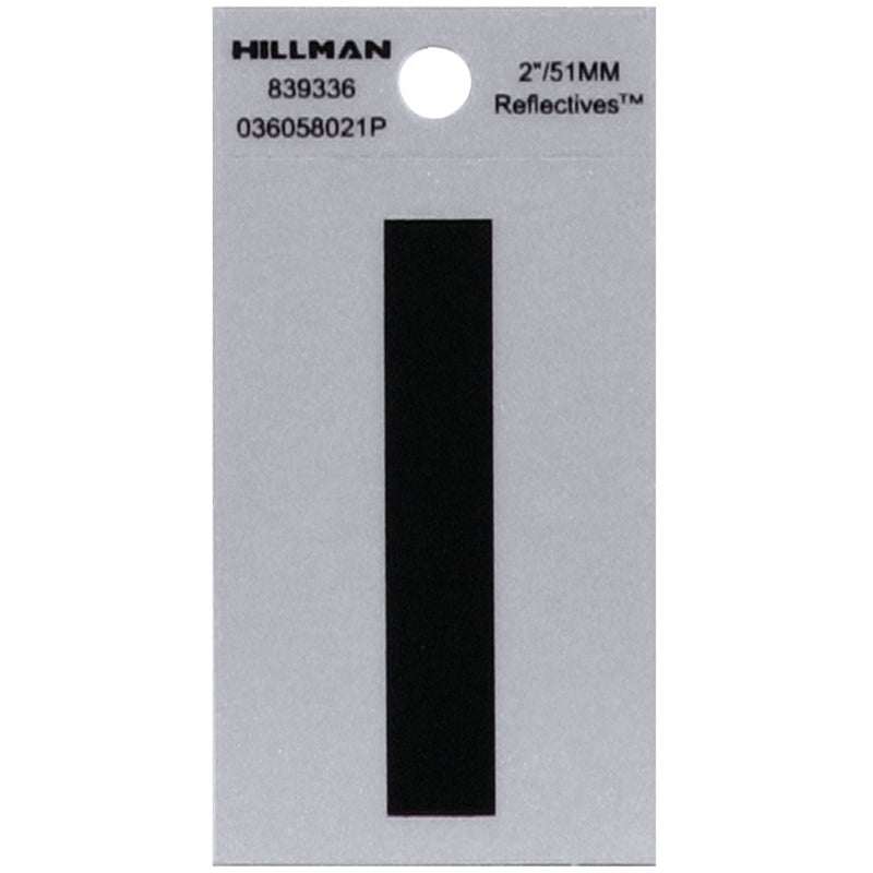 HILLMAN 2 in. Reflective Black Vinyl Self-Adhesive Letter I 1 pc (Pack of 6)