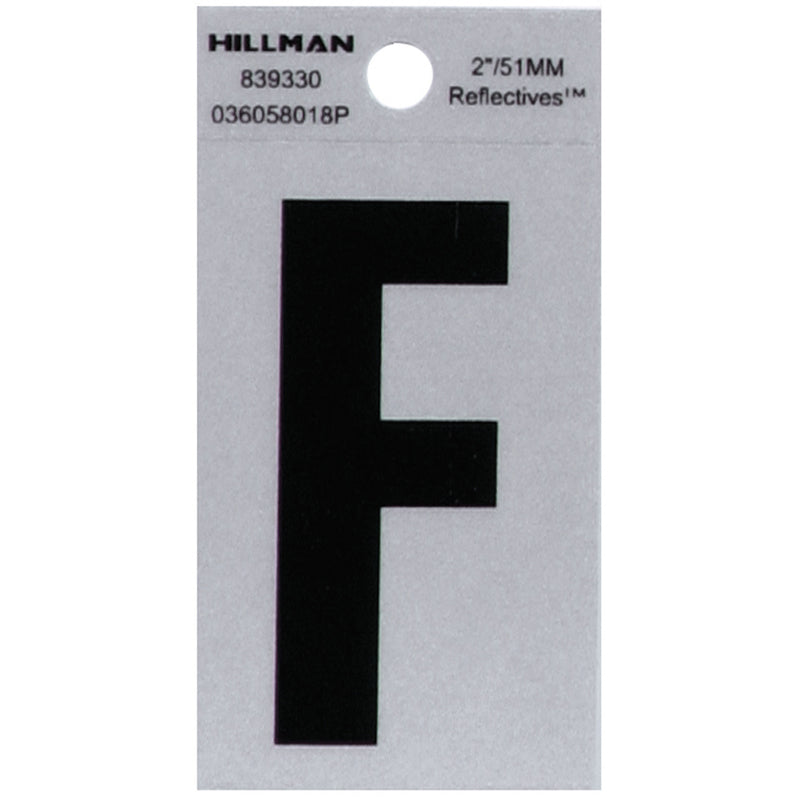 HILLMAN 2 in. Reflective Black Vinyl Self-Adhesive Letter F 1 pc (Pack of 6)