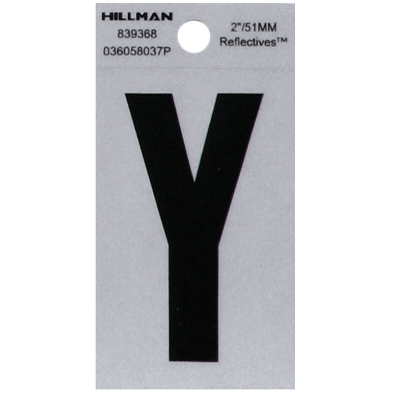 HILLMAN 2 in. Reflective Black Vinyl Self-Adhesive Letter Y 1 pc (Pack of 6)