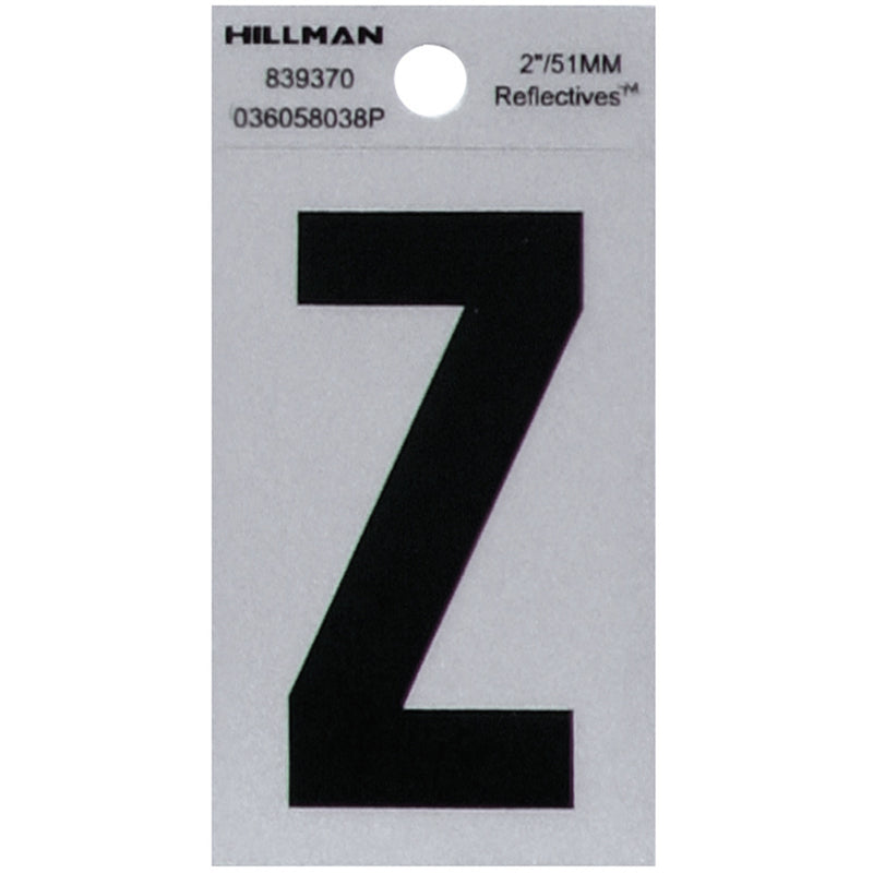 HILLMAN 2 in. Reflective Black Vinyl Self-Adhesive Letter Z 1 pc (Pack of 6)