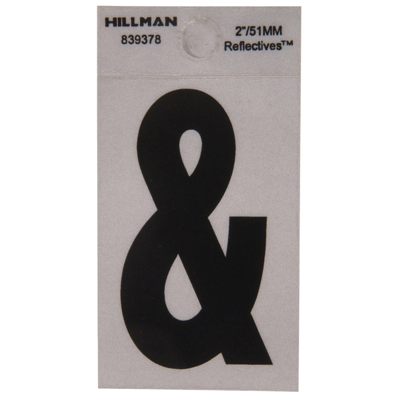 HILLMAN 2 in. Reflective Black Vinyl Self-Adhesive Special Character Ampersand 1 pc (Pack of 6)