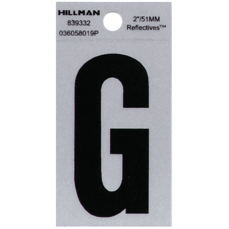 HILLMAN 2 in. Reflective Black Vinyl Self-Adhesive Letter G 1 pc (Pack of 6)