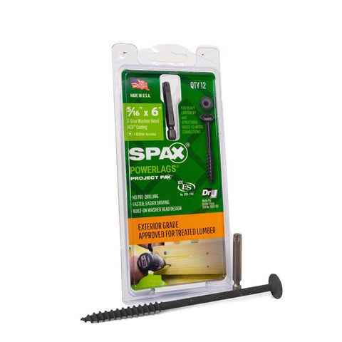 Tornillos estructurales SPAX PowerLag de 5/16 pulg. x 6 pulg. de largo, cabeza de roseta T-40 y punta dentada