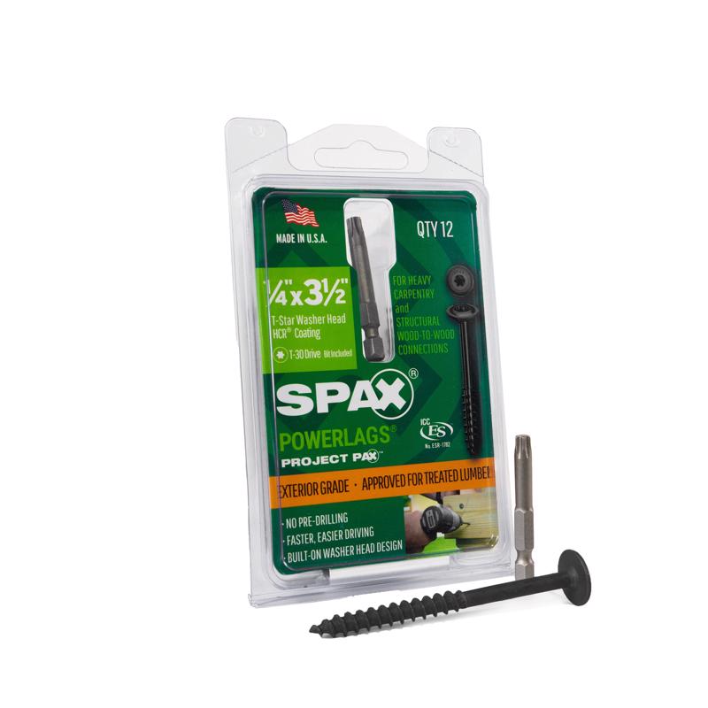 Tornillos estructurales SPAX PowerLag de 1/4 pulg. x 3-1/2 pulg. de largo, cabeza con arandela T-30 y ranura dentada
