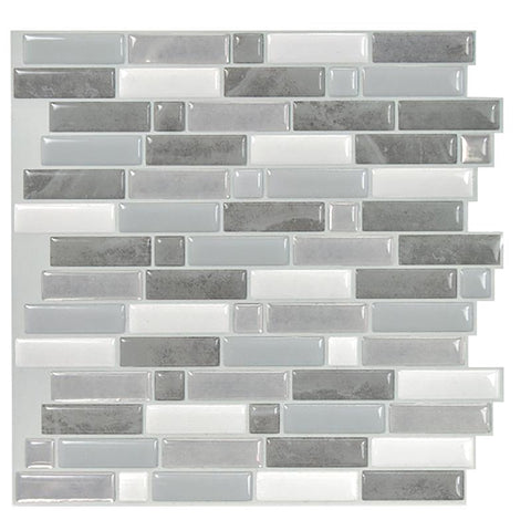 Smart Tiles 9.36 in. W X 9.73 in. L Gray/White Mosaic Vinyl Adhesive Wall Tile 4 pc (Pack of 6)
