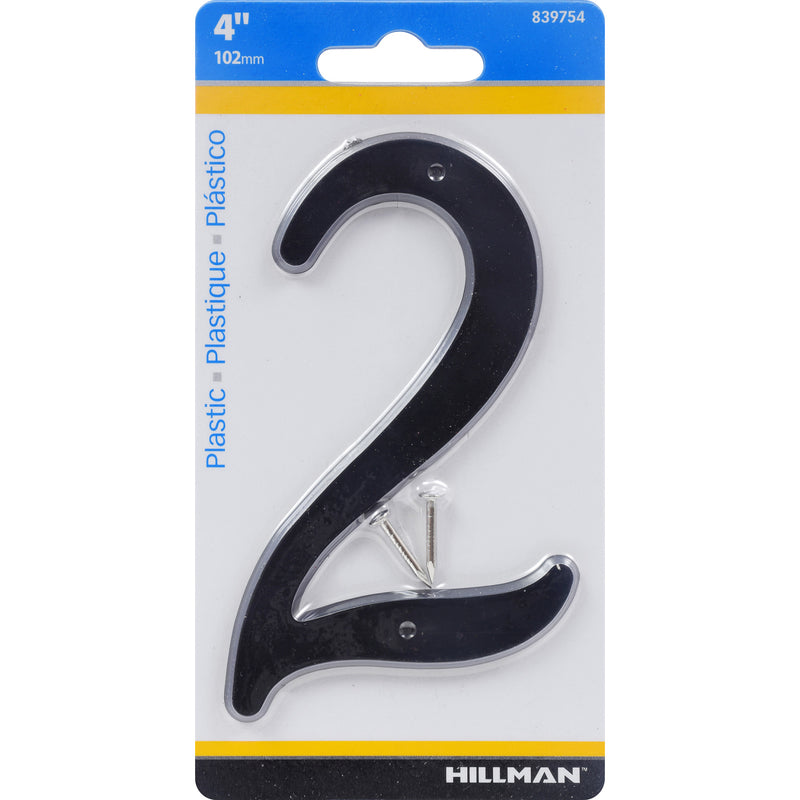 HILLMAN 4 in. Black Plastic Nail-On Number 2 1 pc (Pack of 10)