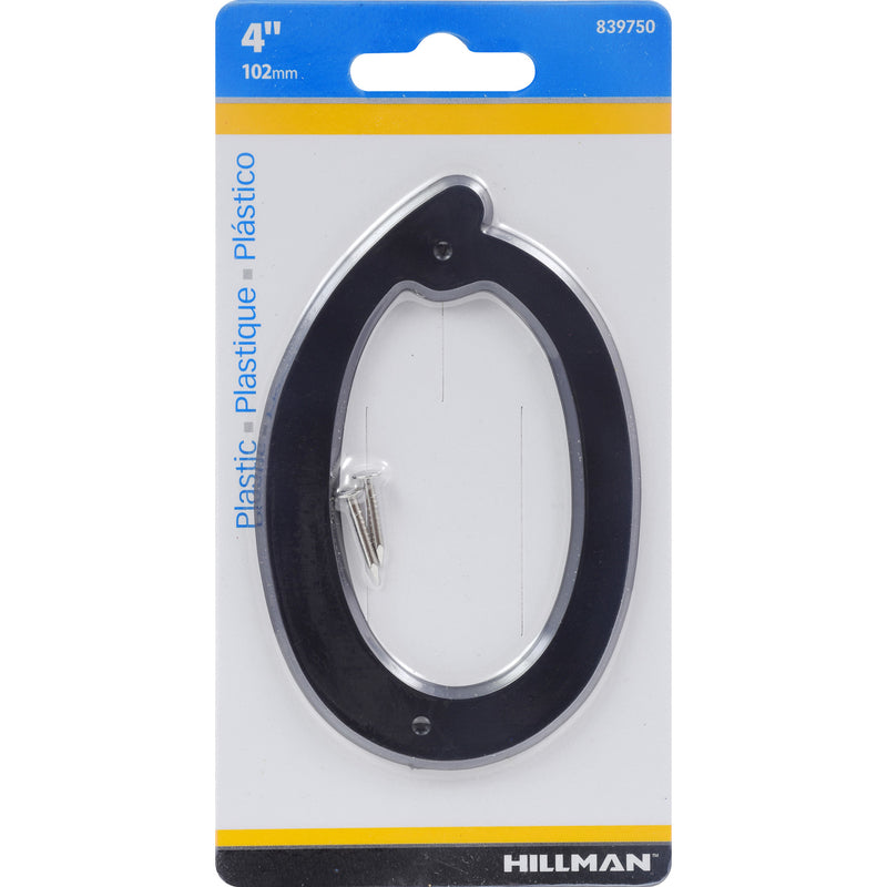 HILLMAN 4 in. Black Plastic Nail-On Number 0 1 pc (Pack of 10)