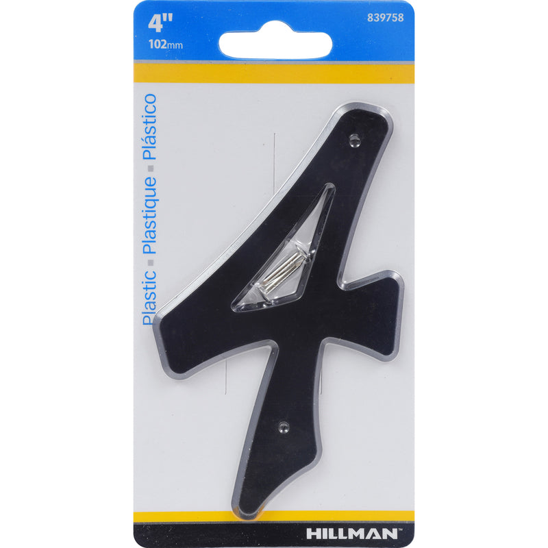 HILLMAN 4 in. Black Plastic Nail-On Number 4 1 pc (Pack of 10)