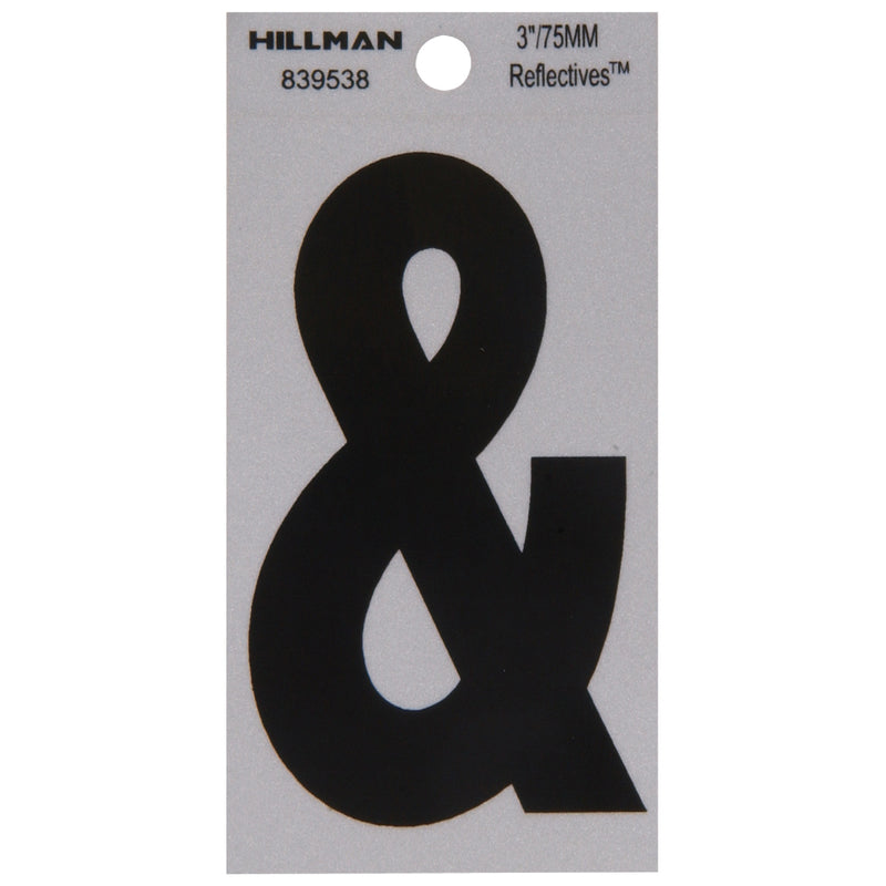 HILLMAN 3 in. Reflective Black Vinyl Self-Adhesive Special Character Ampersand 1 pc (Pack of 6)