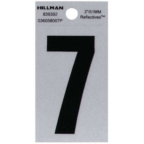 HILLMAN 2 in. Reflective Black Vinyl Self-Adhesive Number 7 1 pc (Pack of 6)