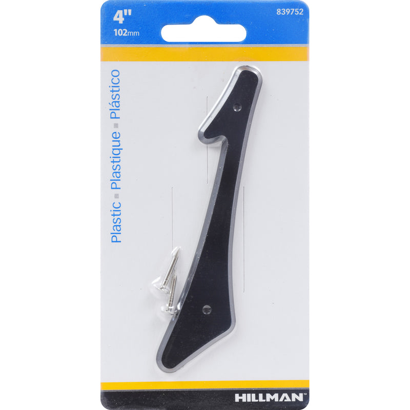 HILLMAN 4 in. Black Plastic Nail-On Number 1 1 pc (Pack of 10)