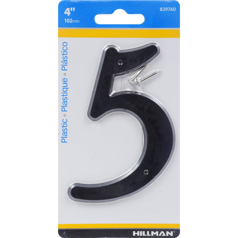 HILLMAN 4 in. Black Plastic Nail-On Number 5 1 pc (Pack of 10)