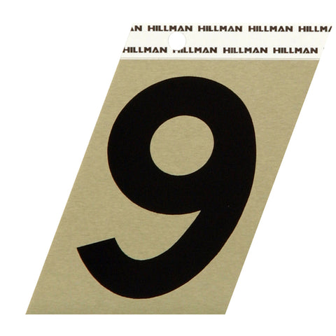HILLMAN 3 in. Reflective Black Vinyl Self-Adhesive Number 9 1 pc (Pack of 3)