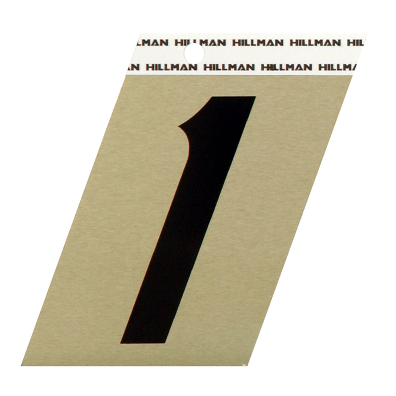 HILLMAN 3 in. Reflective Black Vinyl Self-Adhesive Number 1 1 pc (Pack of 3)
