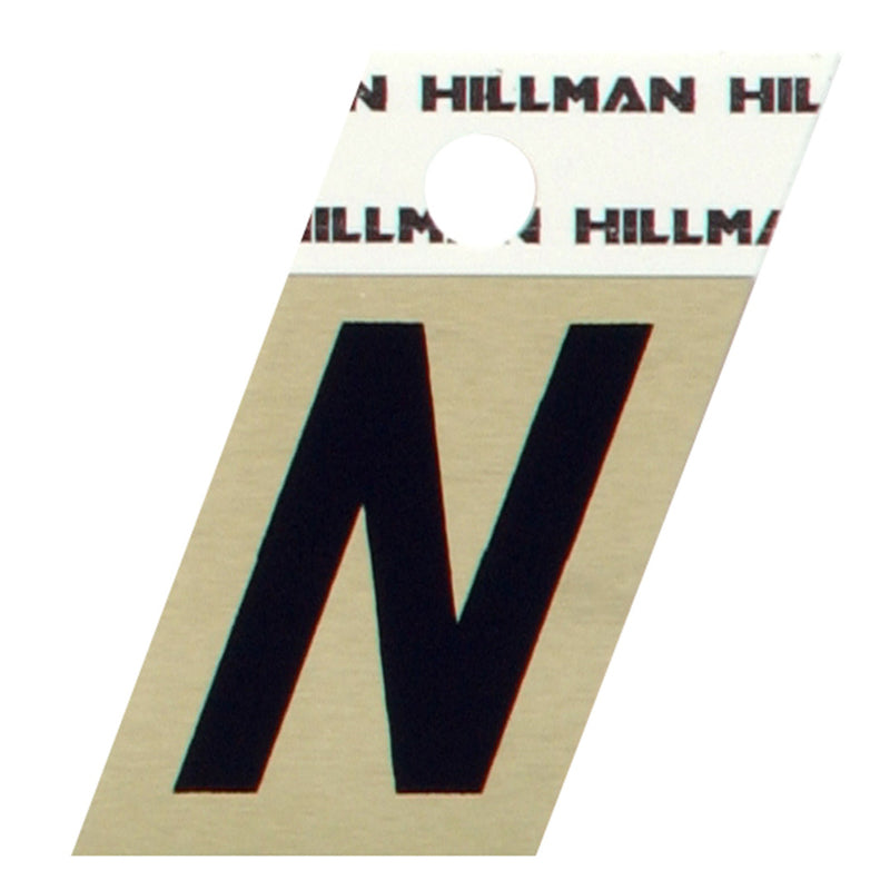 HILLMAN 1.5 in. Reflective Black Aluminum Self-Adhesive Letter N 1 pc (Pack of 6)