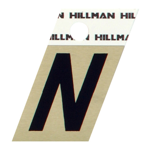 HILLMAN 1.5 in. Reflective Black Aluminum Self-Adhesive Letter N 1 pc (Pack of 6)