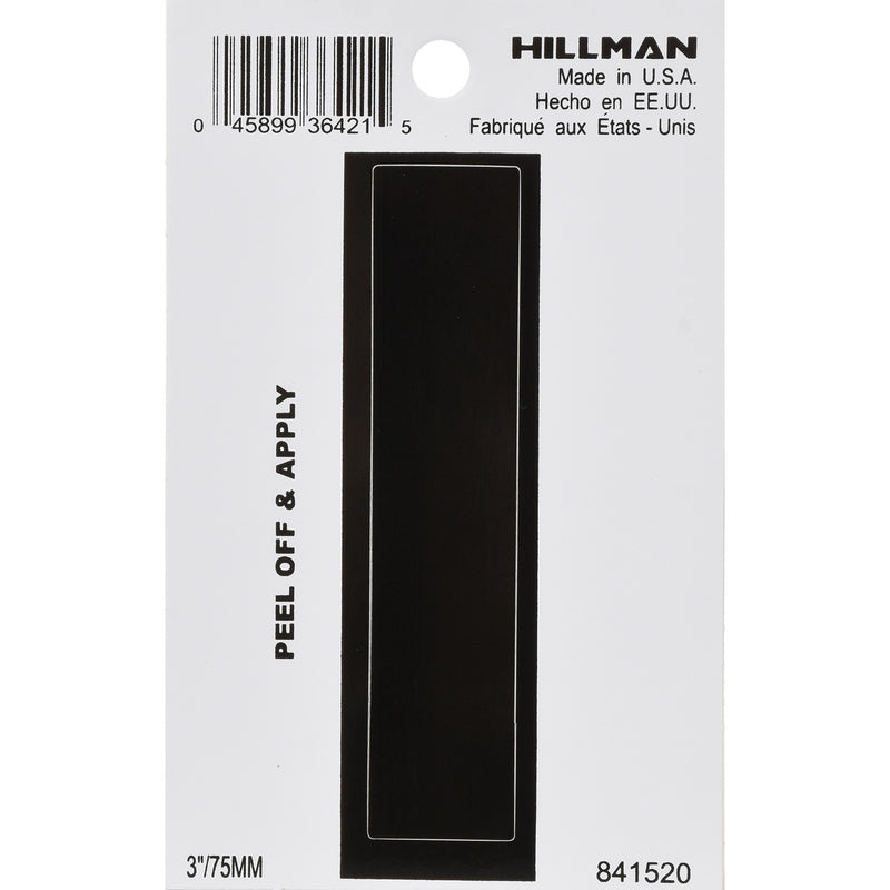 HILLMAN 3 in. Black Vinyl Self-Adhesive Letter I 1 pc (Pack of 6)