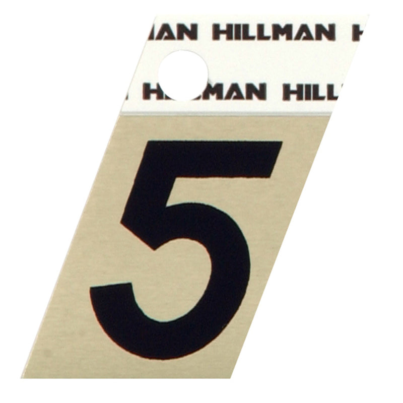 HILLMAN 1.5 in. Reflective Black Aluminum Self-Adhesive Number 5 1 pc (Pack of 6)