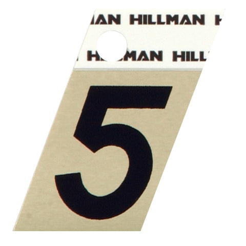HILLMAN 1.5 in. Reflective Black Aluminum Self-Adhesive Number 5 1 pc (Pack of 6)