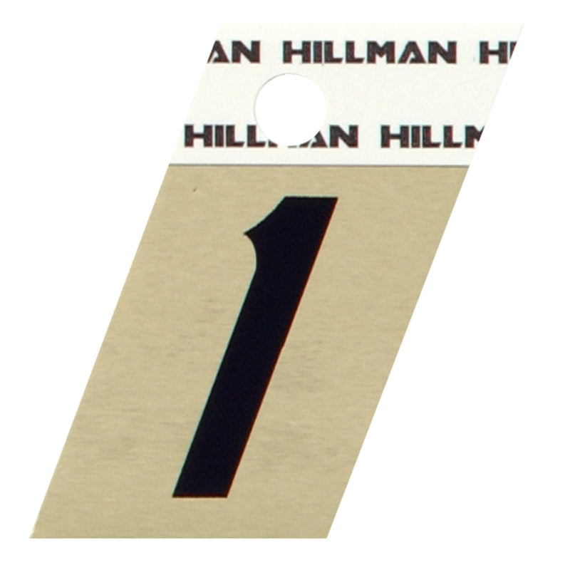 HILLMAN 1.5 in. Reflective Black Aluminum Self-Adhesive Number 1 1 pc (Pack of 6)