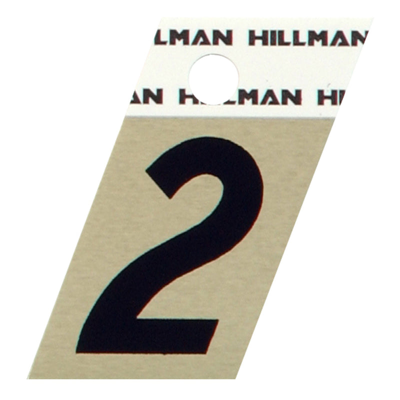 HILLMAN 1.5 in. Reflective Black Aluminum Self-Adhesive Number 2 1 pc (Pack of 6)