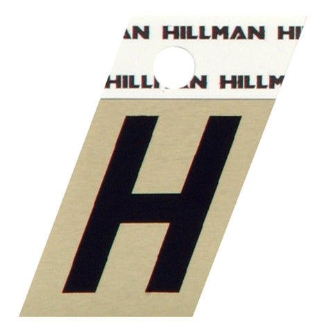 HILLMAN 1.5 in. Black Aluminum Self-Adhesive Letter H 1 pc (Pack of 6)