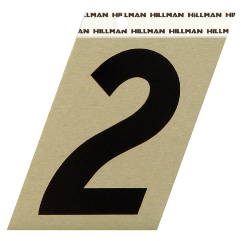 HILLMAN 3 in. Reflective Black Vinyl Self-Adhesive Number 2 3 pc (Pack of 3)